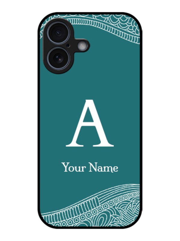 Custom Apple iPhone 17 Custom Glass Phone Case - Line Art Pattern With Custom Name Design