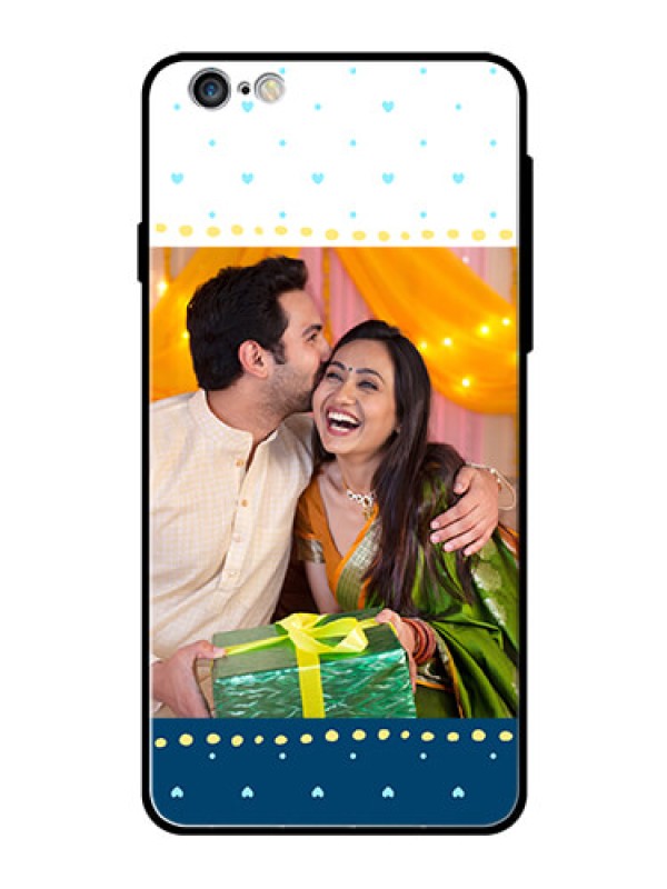 Custom Apple iPhone 6 Plus Personalized Glass Phone Case  - White and Blue Abstract Design