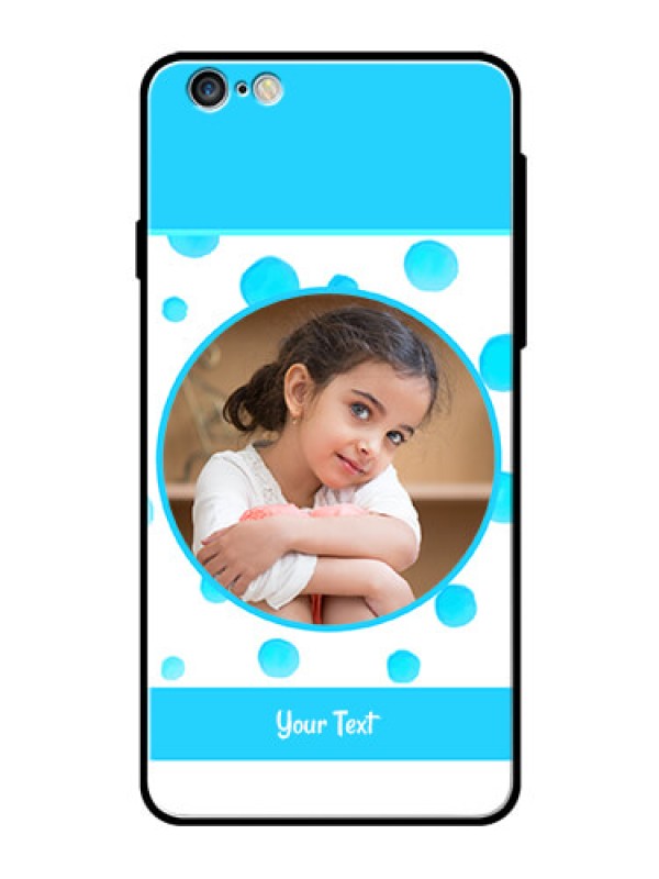 Custom Apple iPhone 6 Plus Photo Printing on Glass Case  - Blue Bubbles Pattern Design