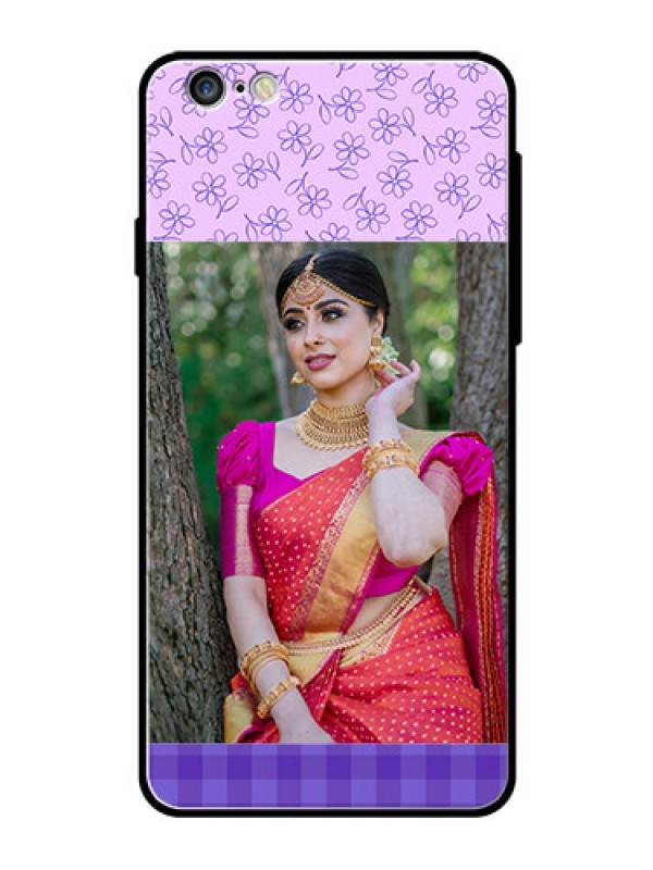 Custom Apple iPhone 6 Plus Custom Glass Phone Case  - Purple Floral Design