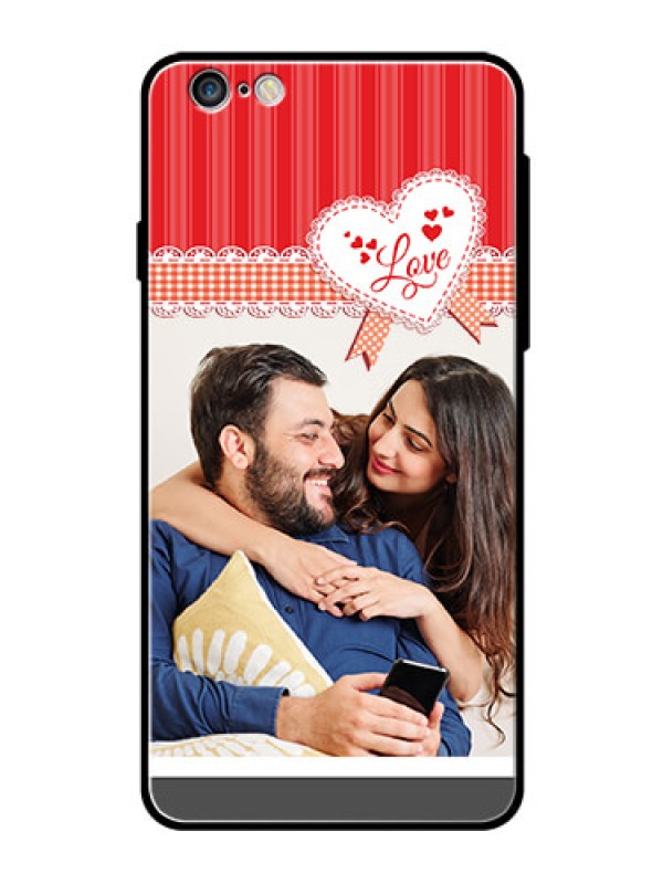 Custom Apple iPhone 6 Plus Custom Glass Mobile Case  - Red Love Pattern Design