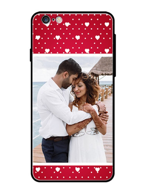Custom Apple iPhone 6 Plus Photo Printing on Glass Case  - Hearts Mobile Case Design