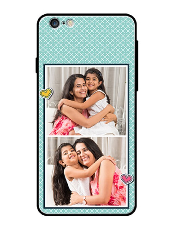 Custom Apple iPhone 6 Plus Custom Glass Phone Case  - 2 Image Holder with Pattern Design