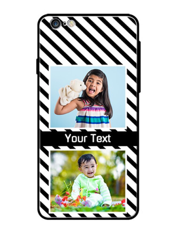 Custom Apple iPhone 6 Plus Photo Printing on Glass Case  - Black And White Stripes Design
