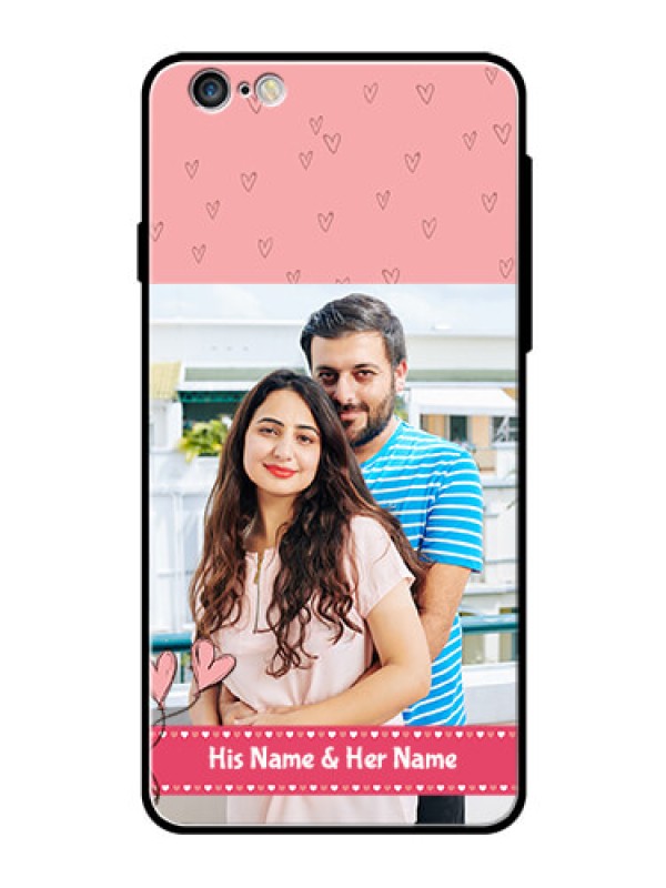 Custom Apple iPhone 6 Plus Personalized Glass Phone Case  - Love Design Peach Color