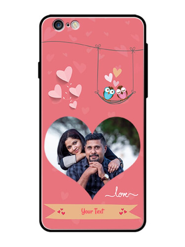 Custom Apple iPhone 6 Plus Personalized Glass Phone Case  - Peach Color Love Design 