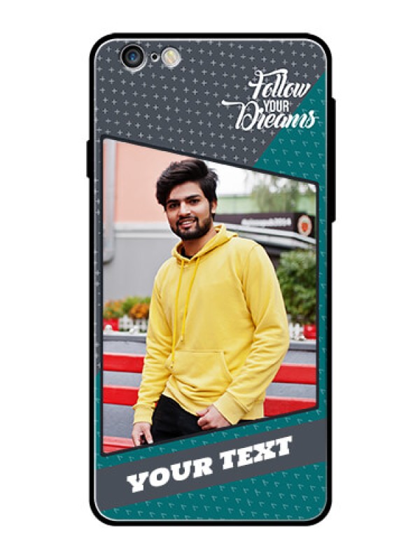 Custom Apple iPhone 6 Plus Personalized Glass Phone Case  - Background Pattern Design with Quote