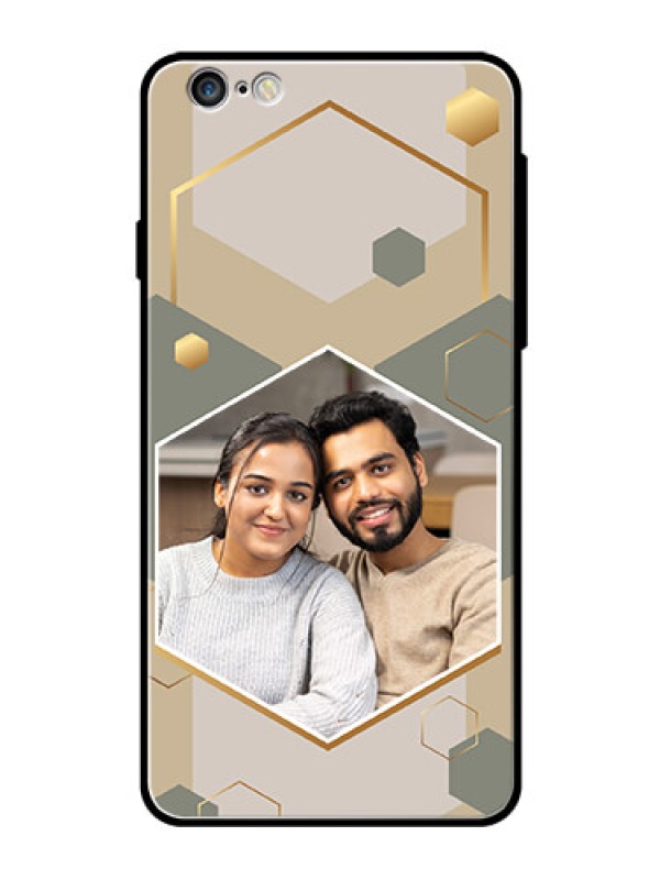 Custom iPhone 6 Plus Photo Printing on Glass Case - Stylish Hexagon Pattern Design