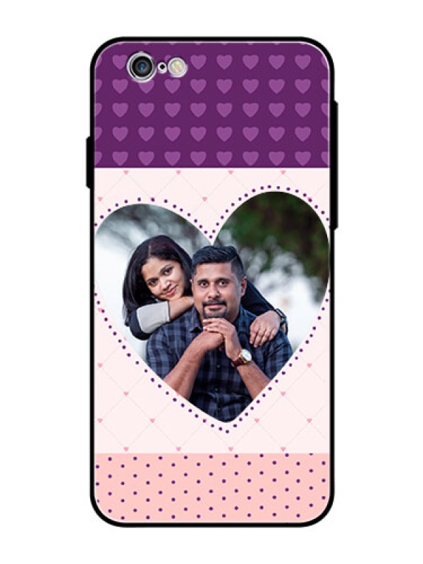 Custom Apple iPhone 6 Custom Glass Phone Case  - Violet Love Dots Design