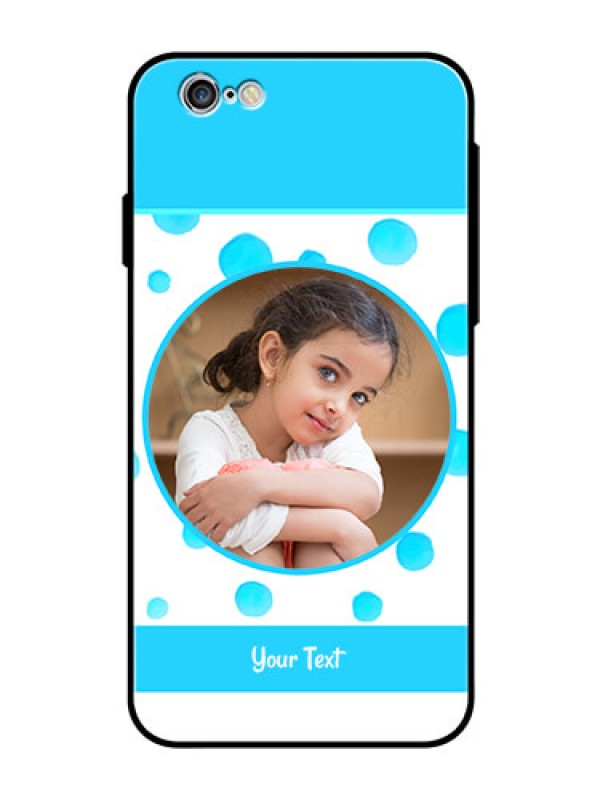 Custom Apple iPhone 6 Photo Printing on Glass Case  - Blue Bubbles Pattern Design
