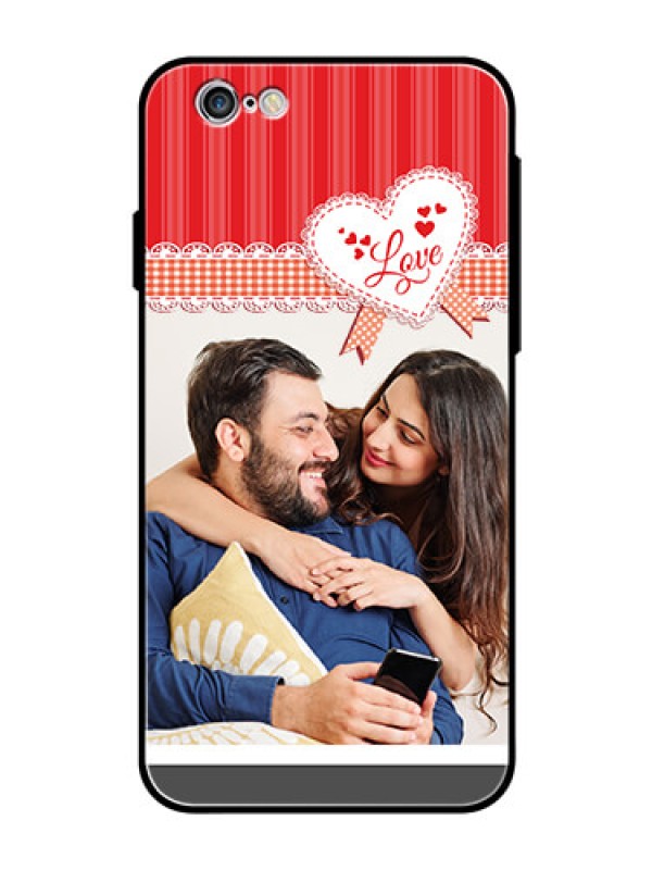 Custom Apple iPhone 6 Custom Glass Mobile Case  - Red Love Pattern Design
