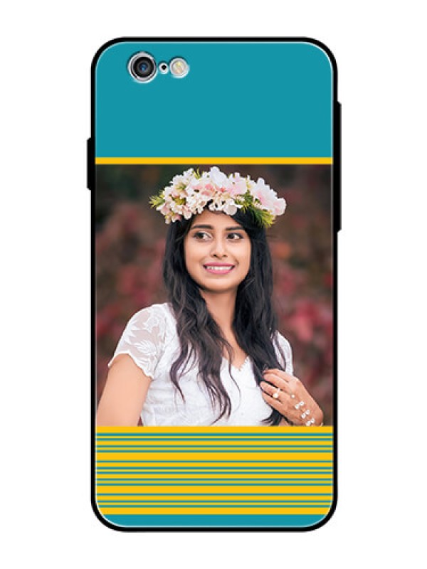 Custom Apple iPhone 6 Custom Glass Phone Case  - Yellow & Blue Design 