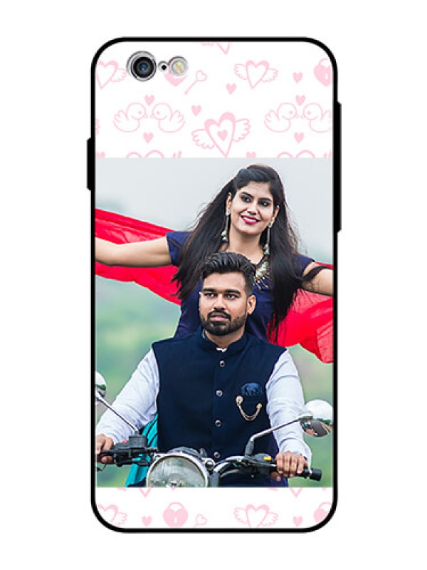 Custom Apple iPhone 6 Custom Glass Mobile Case  - Pink Flying Heart Design