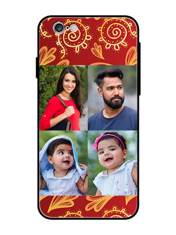 Custom Apple iPhone 6 Photo Printing on Glass Case  - 4 Image Traditional Design