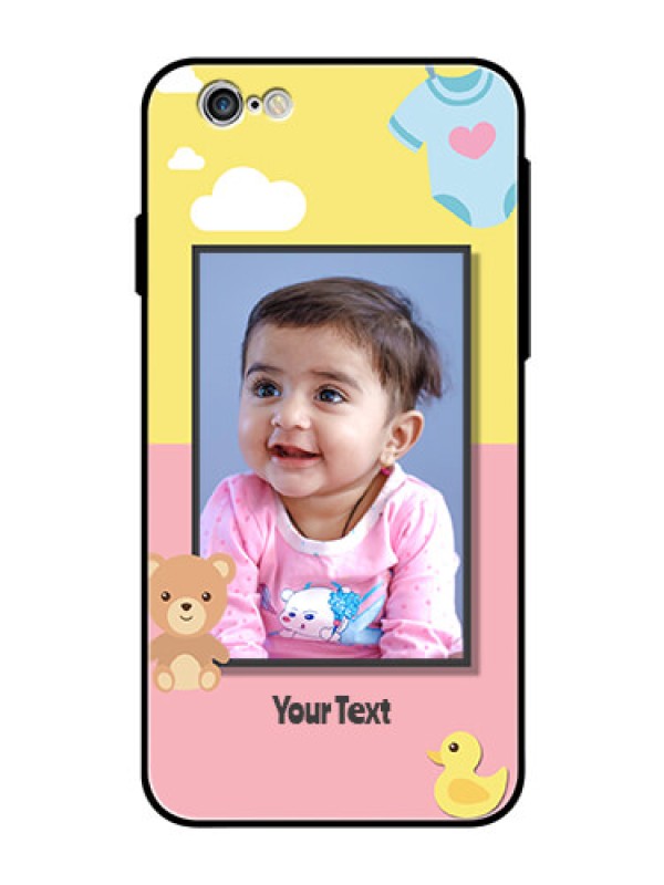 Custom Apple iPhone 6 Photo Printing on Glass Case  - Kids 2 Color Design