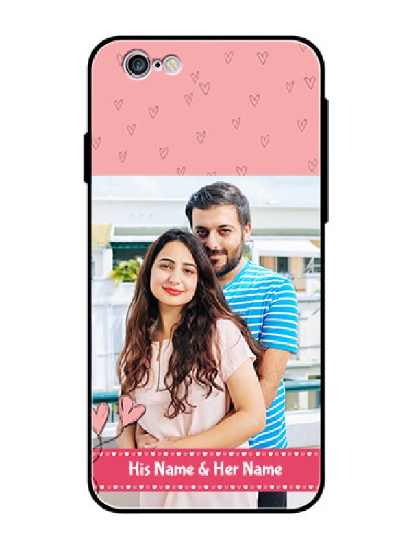 Custom Apple iPhone 6 Personalized Glass Phone Case  - Love Design Peach Color