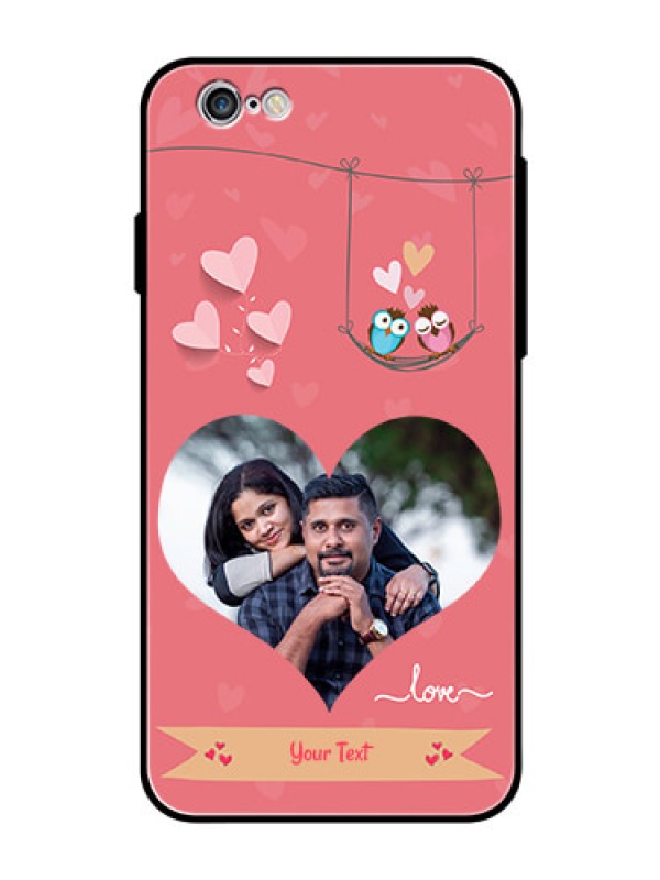 Custom Apple iPhone 6 Personalized Glass Phone Case  - Peach Color Love Design 