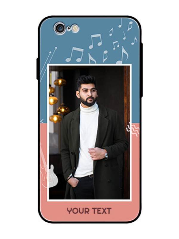 Custom Apple iPhone 6 Photo Printing on Glass Case  - with Color Musical Note Design