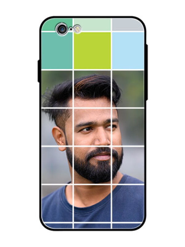 Custom Apple iPhone 6 Photo Printing on Glass Case  - with white box pattern 