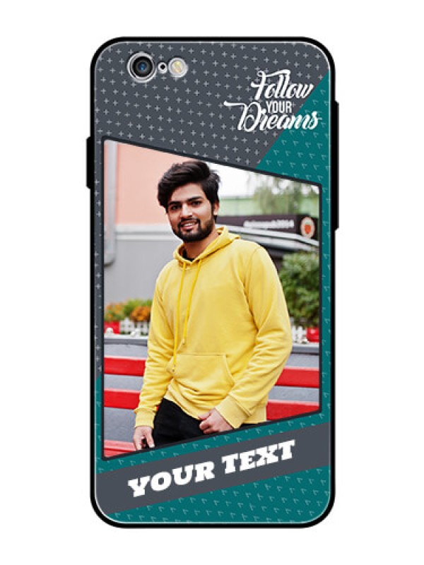Custom Apple iPhone 6 Personalized Glass Phone Case  - Background Pattern Design with Quote