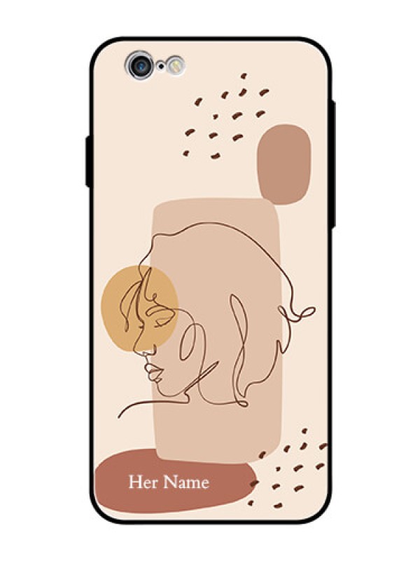 Custom iPhone 6 Photo Printing on Glass Case - Calm Woman line art Design
