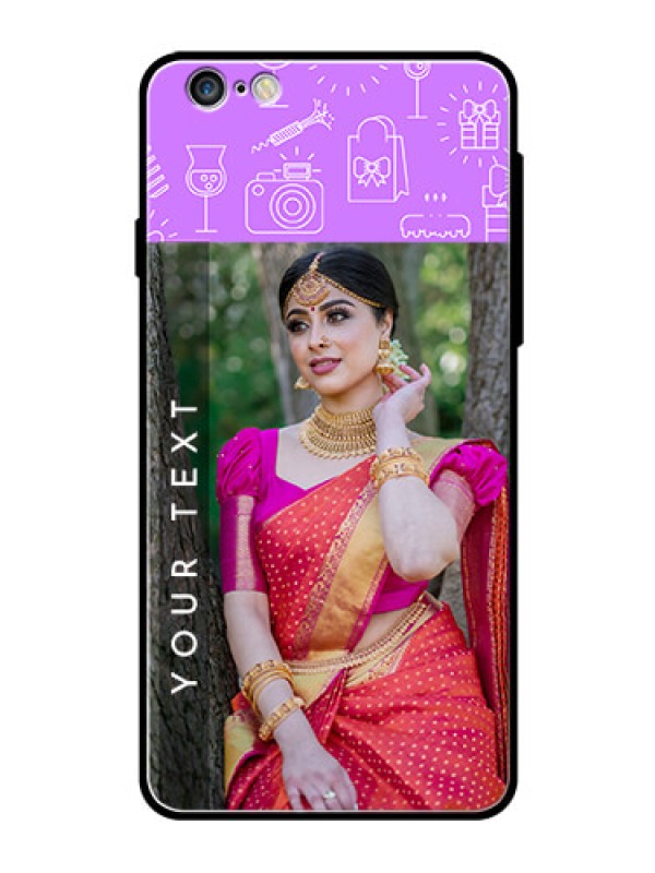 Custom Apple iPhone 6S Plus Custom Glass Mobile Case  - Birthday Icons Design