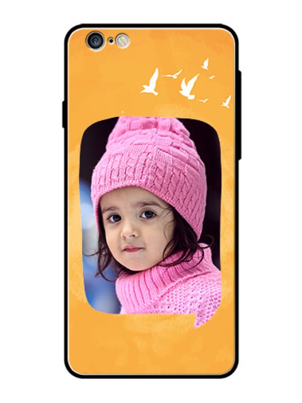 Custom Apple iPhone 6S Plus Personalized Glass Phone Case  - Water Color Design with Bird Icons
