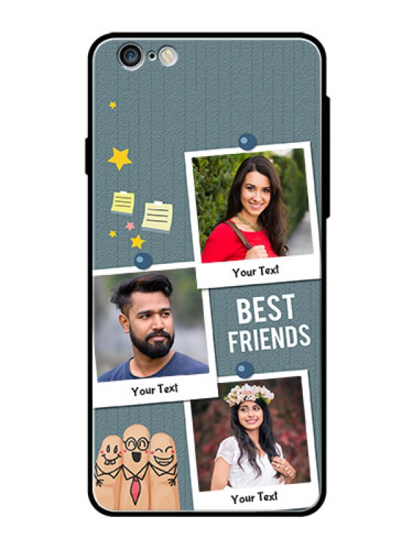 Custom Apple iPhone 6S Plus Personalized Glass Phone Case  - Sticky Frames and Friendship Design