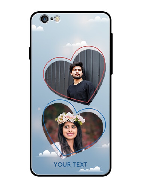 Custom Apple iPhone 6S Plus Custom Glass Mobile Case  - Blue Color Couple Design 