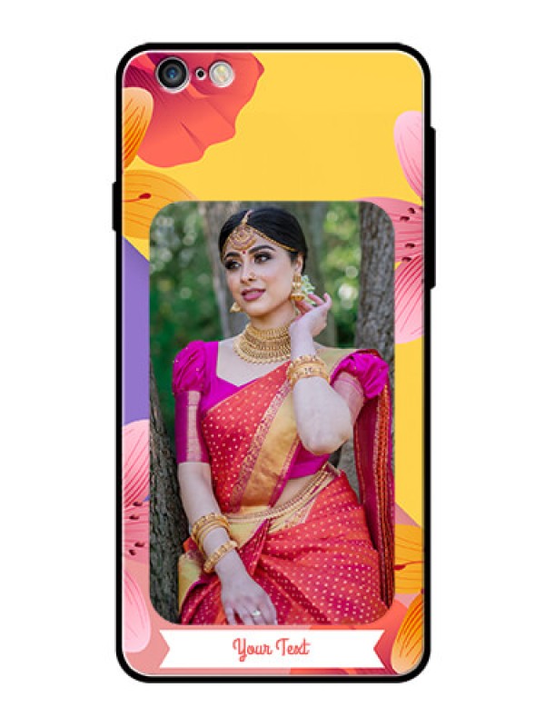 Custom Apple iPhone 6S Plus Custom Glass Mobile Case  - 3 Image With Vintage Floral Design