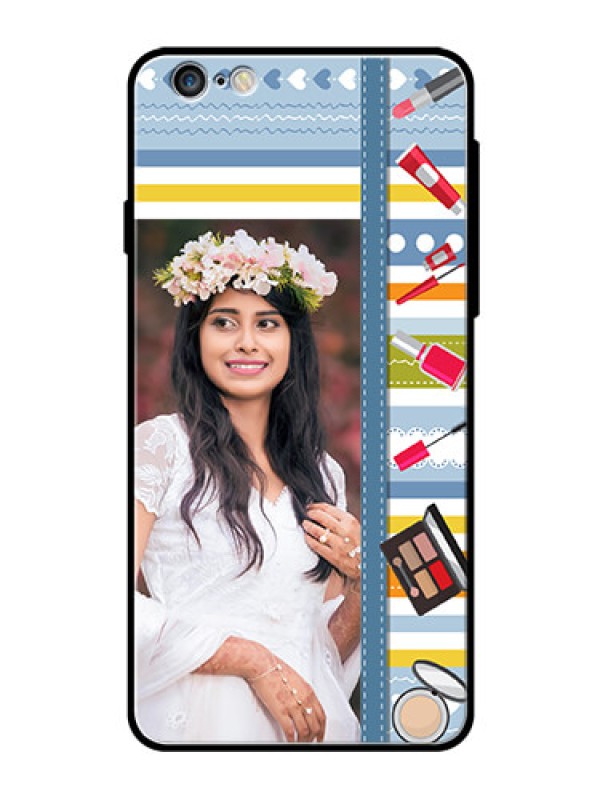 Custom Apple iPhone 6S Plus Personalized Glass Phone Case  - Makeup Icons Design