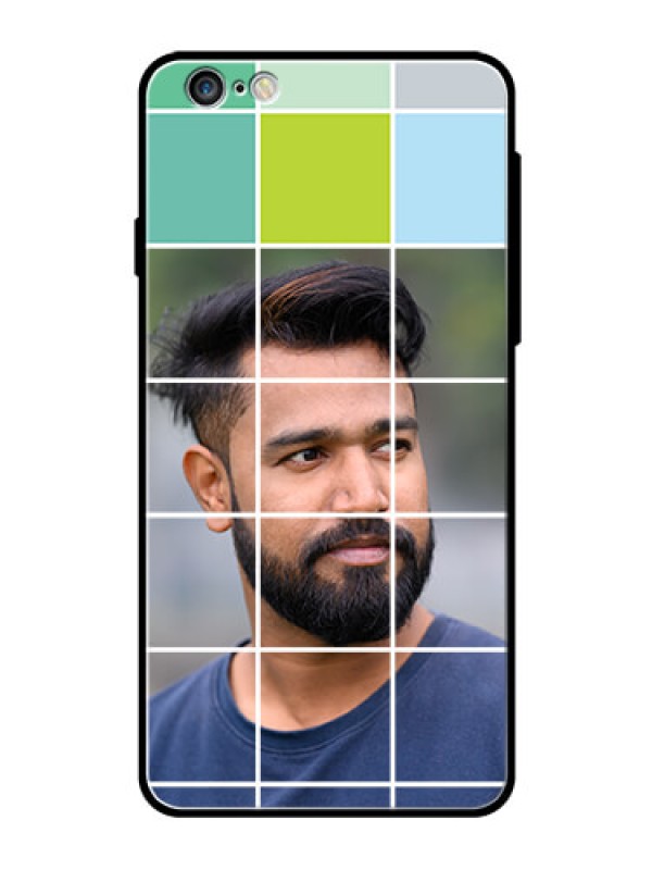 Custom Apple iPhone 6S Plus Photo Printing on Glass Case  - with white box pattern 