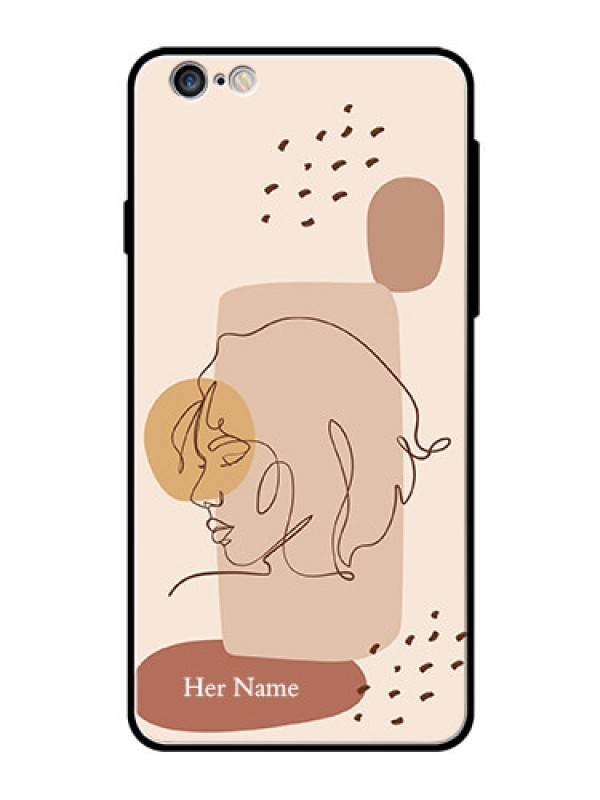 Custom iPhone 6S Plus Photo Printing on Glass Case - Calm Woman line art Design