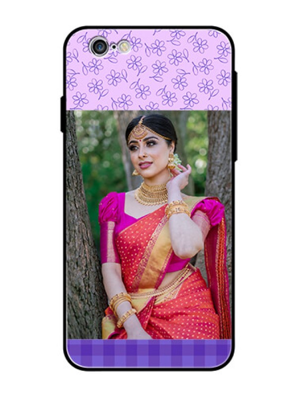 Custom Apple iPhone 6s Custom Glass Phone Case  - Purple Floral Design