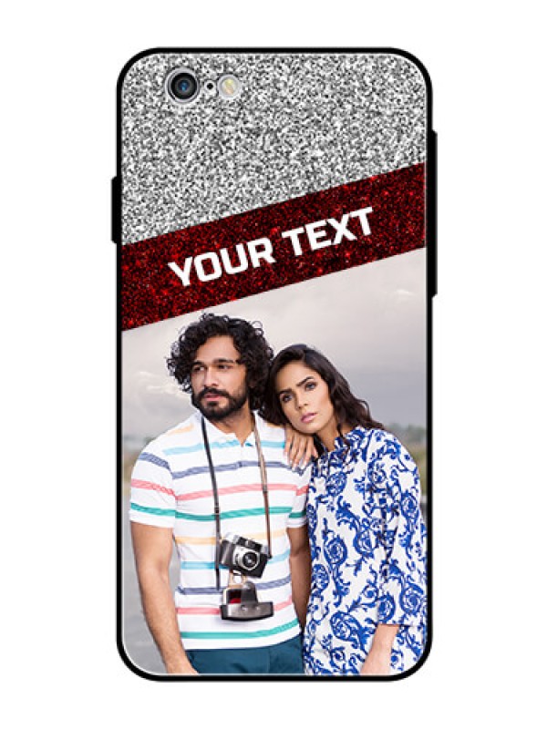Custom Apple iPhone 6s Personalized Glass Phone Case  - Image Holder with Glitter Strip Design