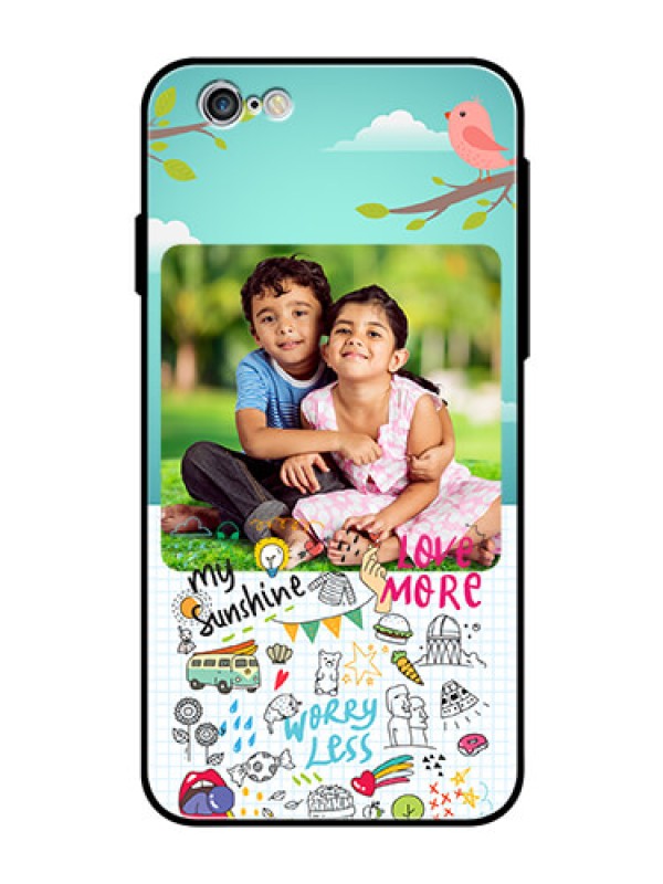 Custom Apple iPhone 6s Photo Printing on Glass Case  - Doodle love Design