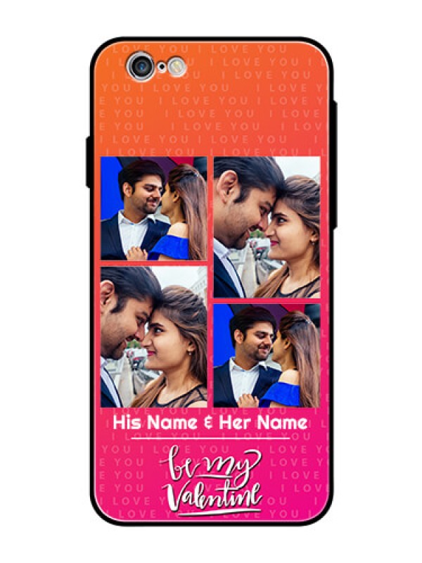 Custom Apple iPhone 6s Custom Glass Phone Case  - I Love You Pink Design