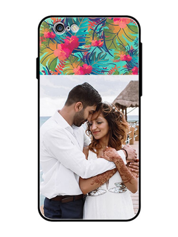 Custom Apple iPhone 6s Photo Printing on Glass Case  - Watercolor Floral Design