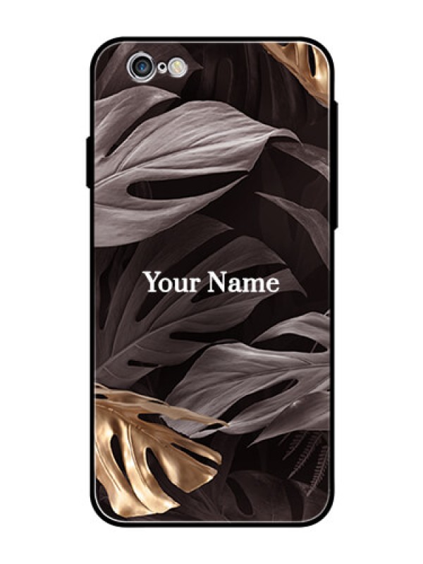 Custom iPhone 6S Personalised Glass Phone Case - Wild Leaves digital paint Design