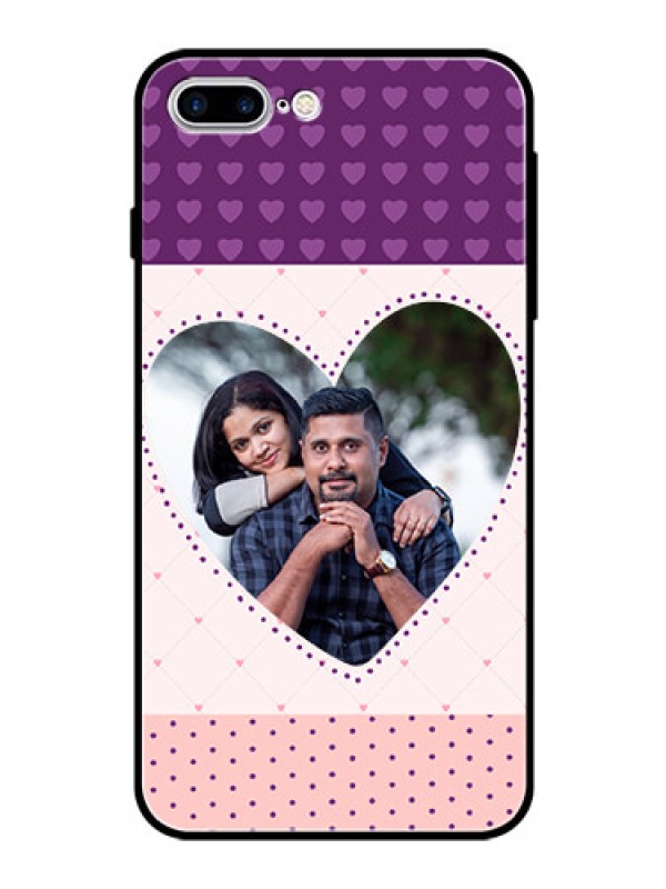 Custom Apple iPhone 7 Plus Custom Glass Phone Case  - Violet Love Dots Design