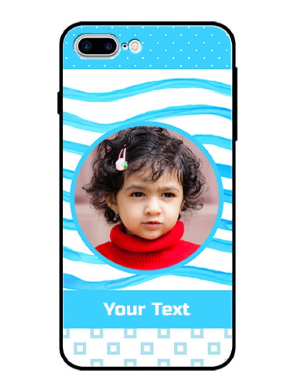 Custom Apple iPhone 7 Plus Custom Glass Phone Case  - Simple Blue Case Design