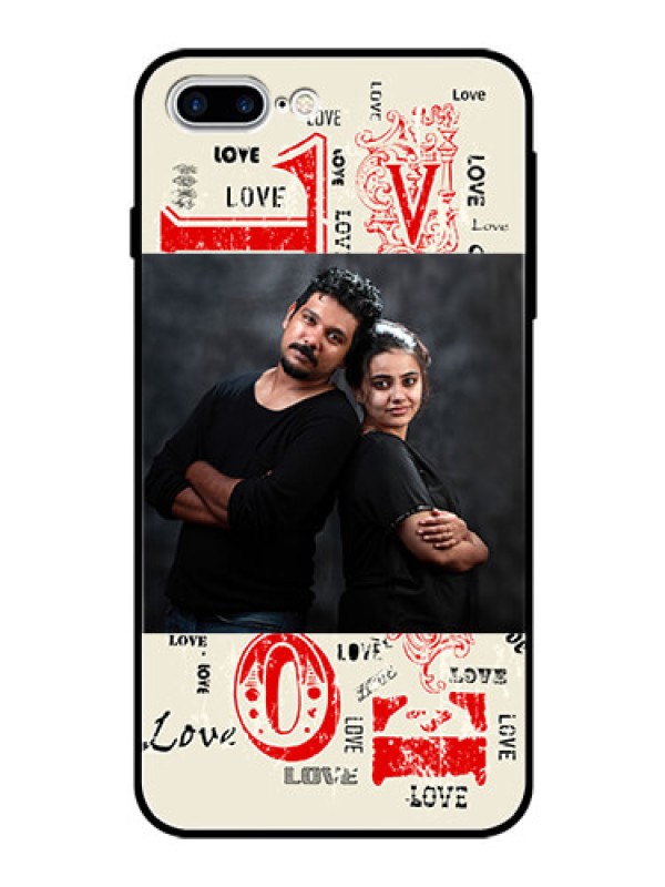 Custom Apple iPhone 7 Plus Photo Printing on Glass Case  - Trendy Love Design Case