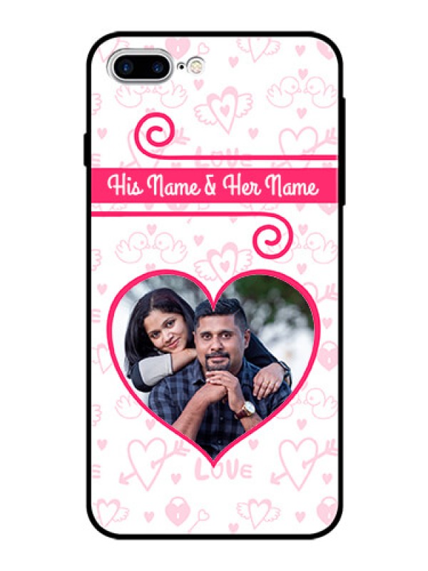 Custom Apple iPhone 7 Plus Personalized Glass Phone Case  - Heart Shape Love Design