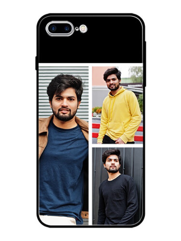 Custom Apple iPhone 7 Plus Photo Printing on Glass Case  - Upload Multiple Picture Design