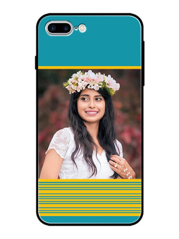 Custom Apple iPhone 7 Plus Custom Glass Phone Case  - Yellow & Blue Design 