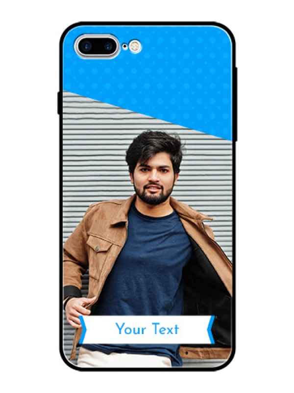 Custom Apple iPhone 7 Plus Photo Printing on Glass Case  - Simple Blue Color Design