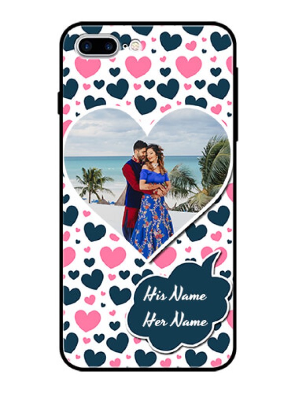Custom Apple iPhone 7 Plus Custom Glass Phone Case  - Pink & Blue Heart Design
