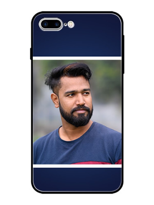 Custom Apple iPhone 7 Plus Personalized Glass Phone Case  - Simple Royal Blue Design