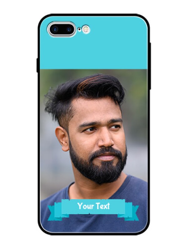 Custom Apple iPhone 7 Plus Personalized Glass Phone Case  - Simple Blue Color Design