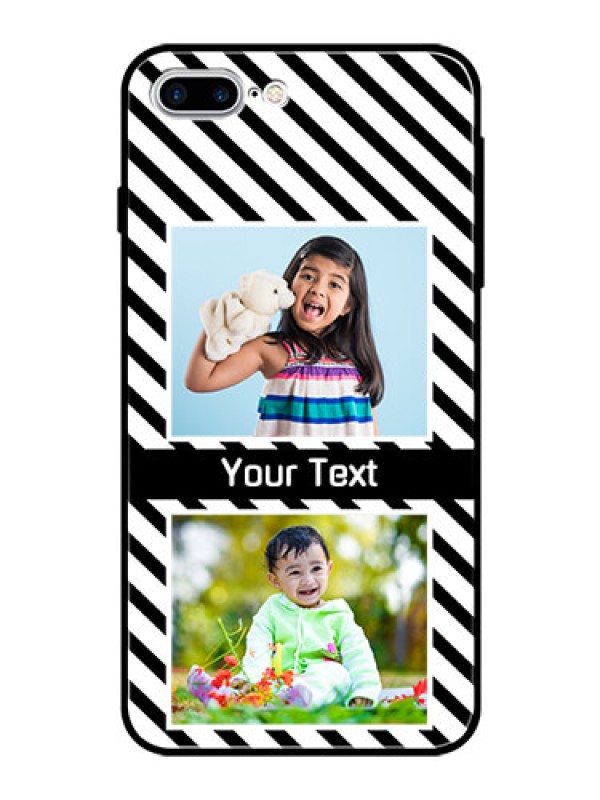 Custom Apple iPhone 7 Plus Photo Printing on Glass Case  - Black And White Stripes Design